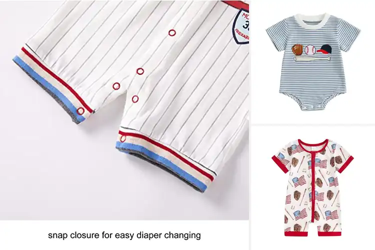 Detailed view of Best Baby Baseball Rompers